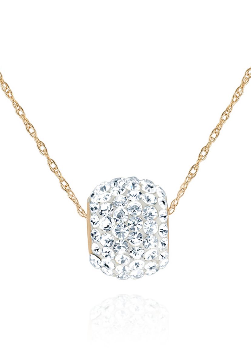 Crystal Pendant Ball Necklace in 14K Yellow Gold