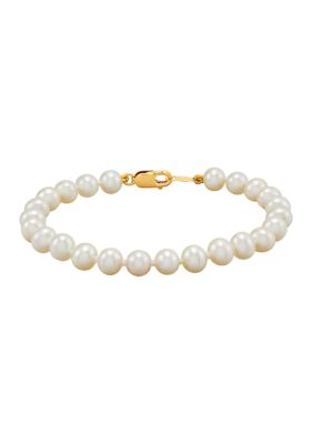 Belk & Co Pearl Bracelet in 14K Yellow Gold, 5.25 in