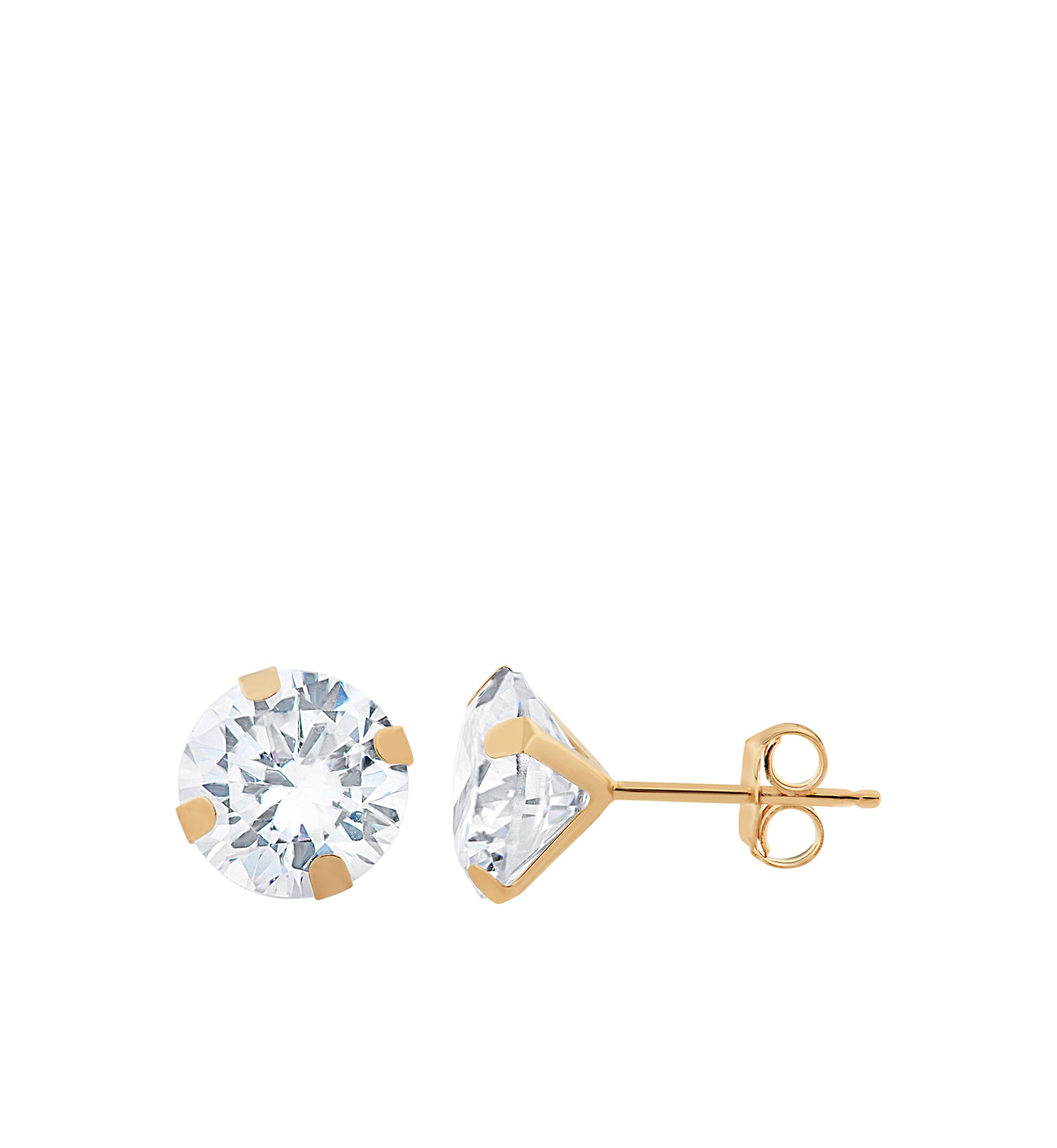 Created White Sapphire Circle Earrings in 10k Yellow Gold 