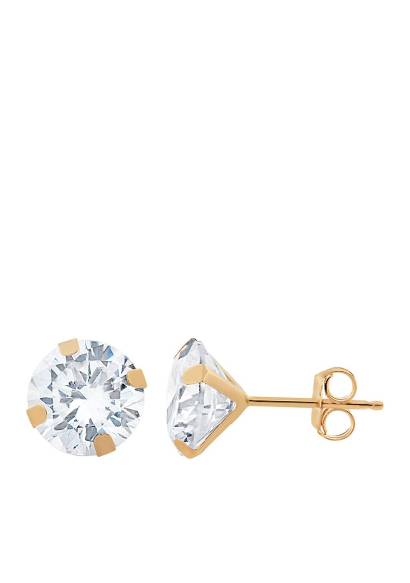 Created White Sapphire Circle Earrings in 10k Yellow Gold 