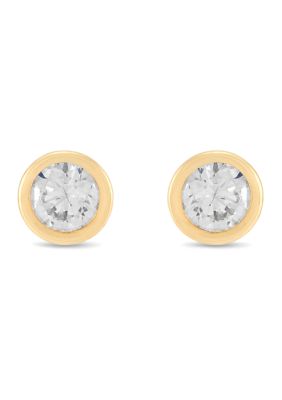 Belk & Co Cubic Zirconia Kid Stud Earrings in 14K Yellow Gold