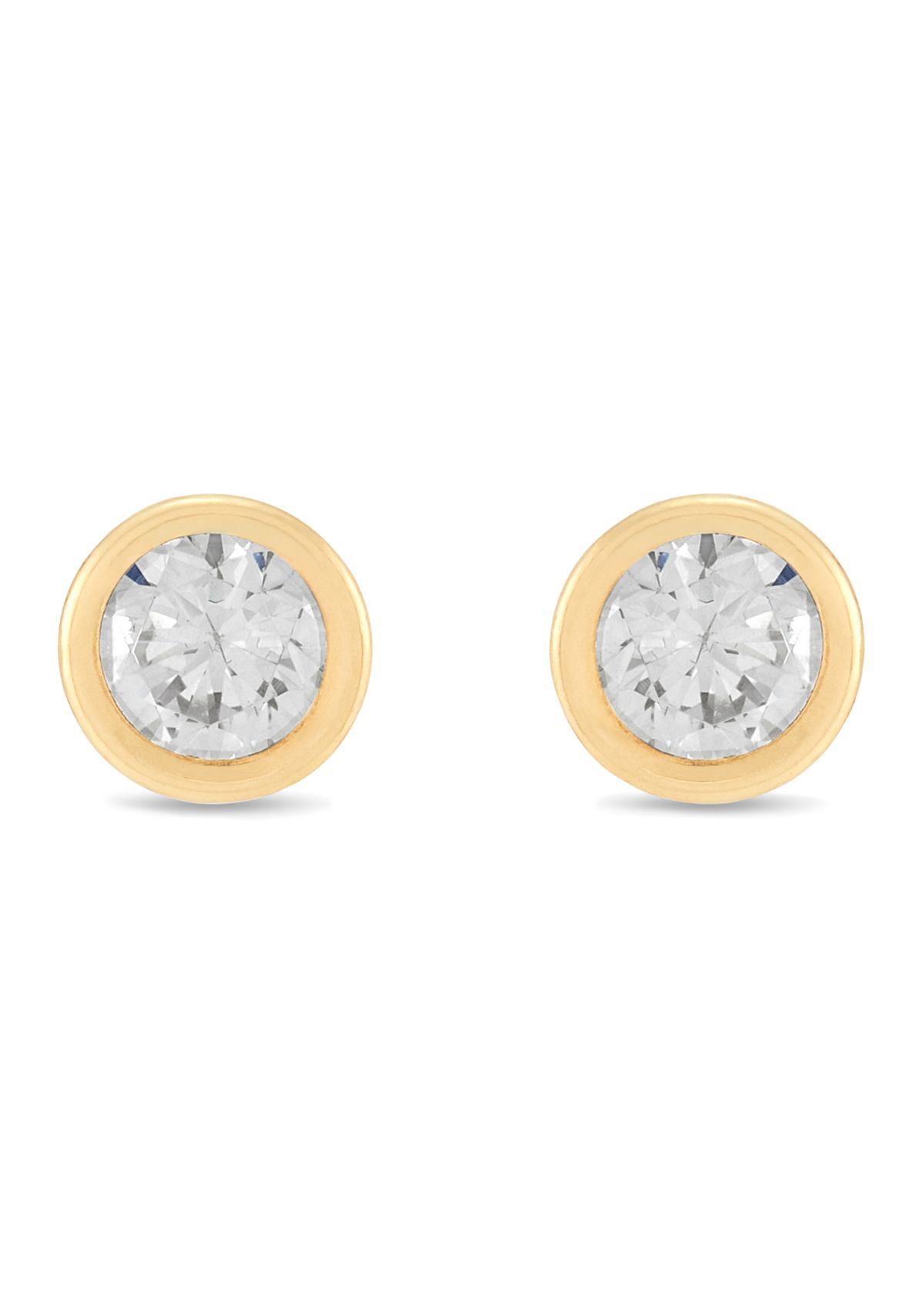 Cubic Zirconia Kid Stud Earrings in 14K Yellow Gold
