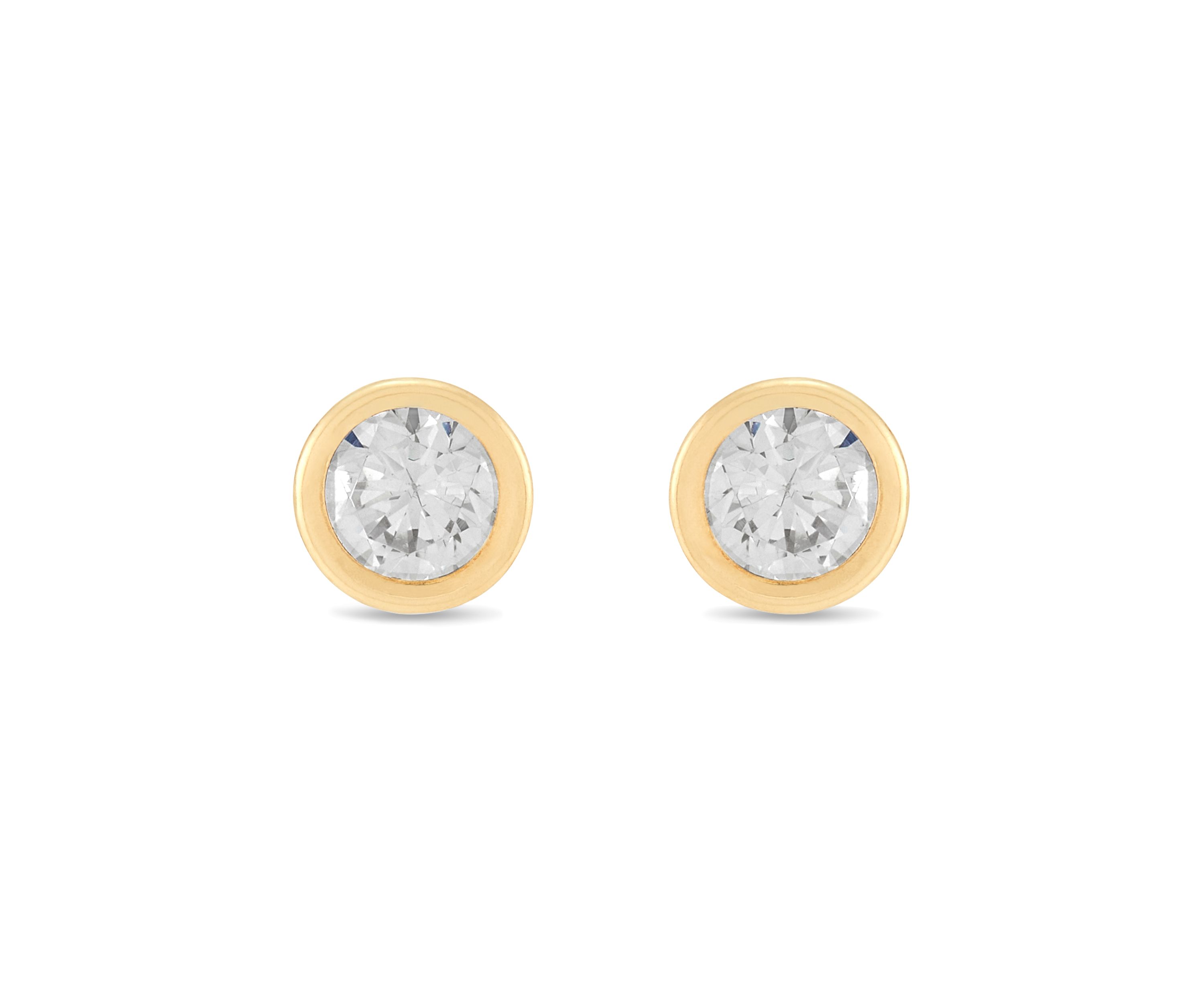 Cubic Zirconia Kid Stud Earrings in 14K Yellow Gold