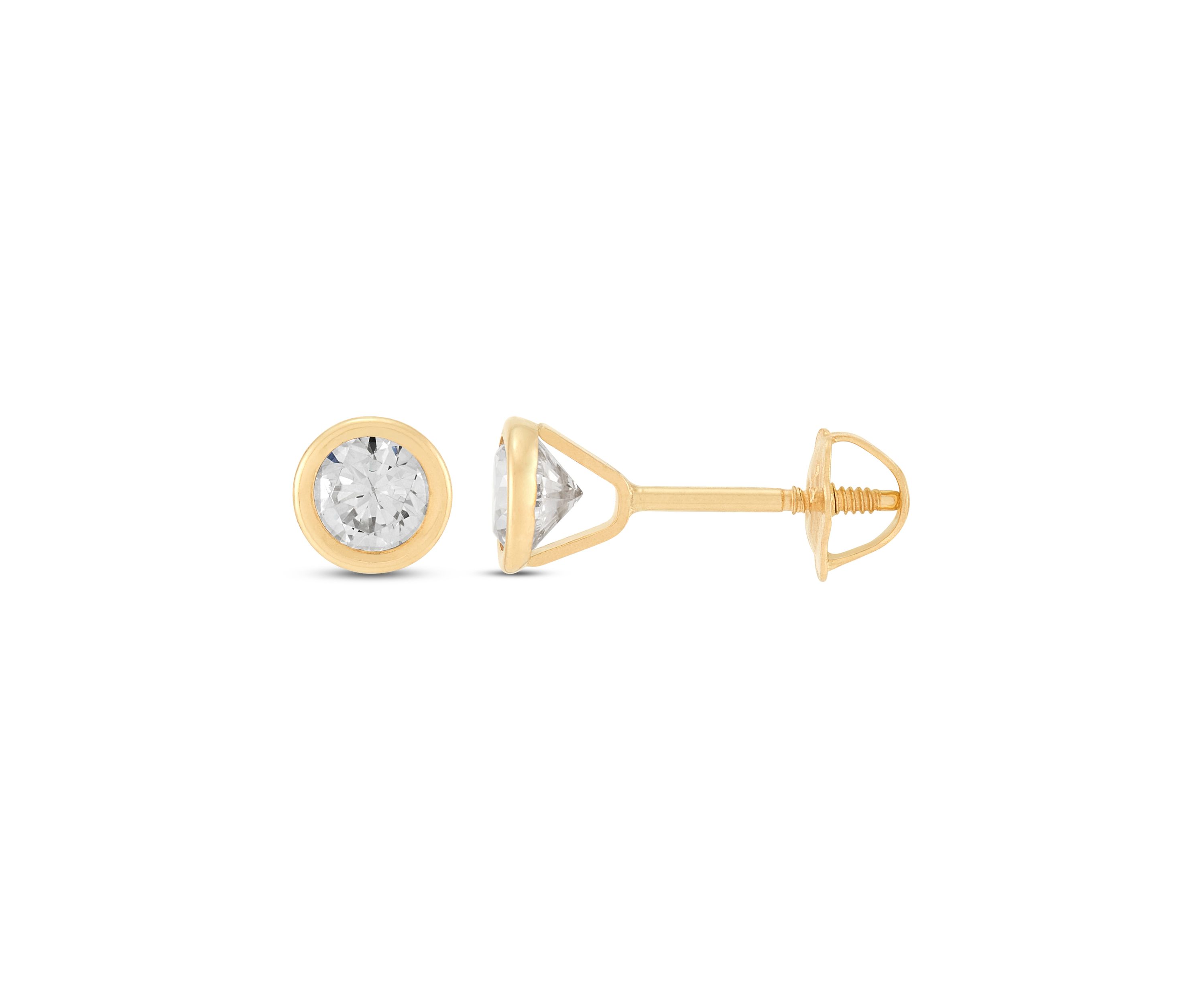 Cubic Zirconia Kid Stud Earrings in 14K Yellow Gold
