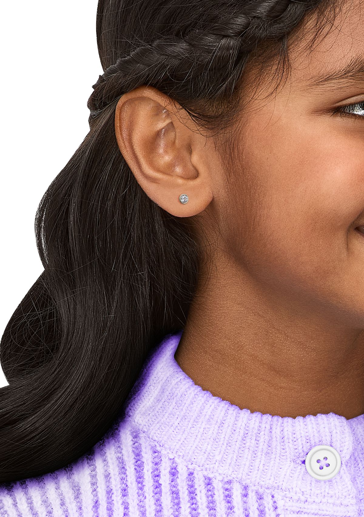 Cubic Zirconia Kid Stud Earrings in 14K Yellow Gold