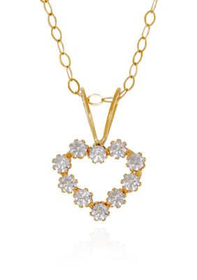 Cubic Zerconia Baby Heart Pendant in 14k Yellow Gold