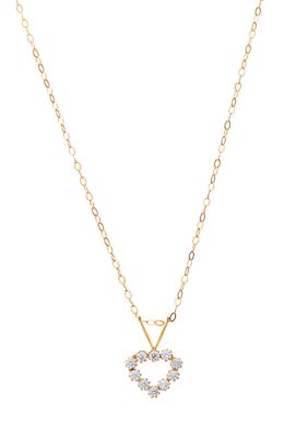 Cubic Zerconia Baby Heart Pendant in 14k Yellow Gold