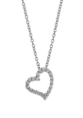 Belk & Co 1/4 ct. t.w. Diamond Heart Pendant Necklace in Sterling Silver, 18 in -  0032964129046