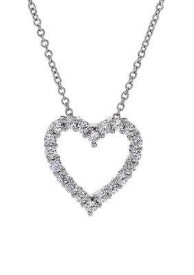 Belk Co 1 2 Ct T W Diamond Heart Pendant Necklace In 10k White Gold Belk