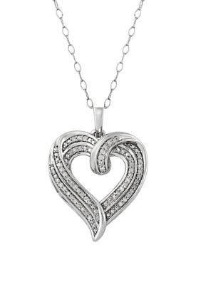 Belk & Co. 1/4 ct. t.w. Diamond Heart Pendant Necklace in Sterling ...