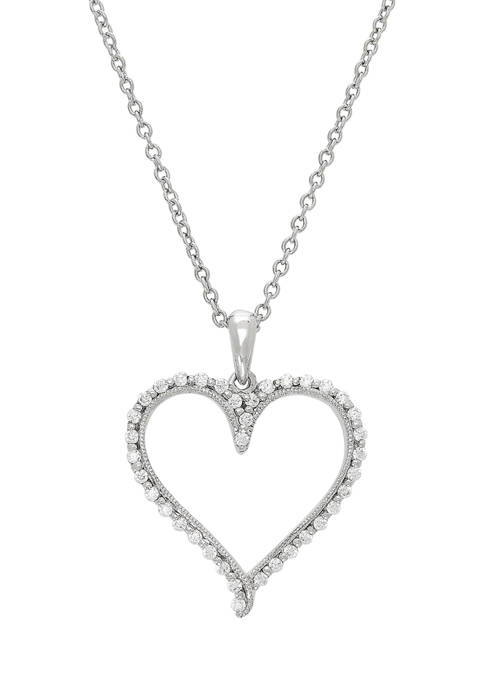 1/4 ct. t.w. Diamond Heart Pendant in 10k White Gold Chain