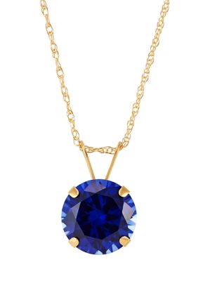 Belk & Co 2.1 Ct. T.w. Created Sapphire Pendant Necklace In 10K Yellow Gold