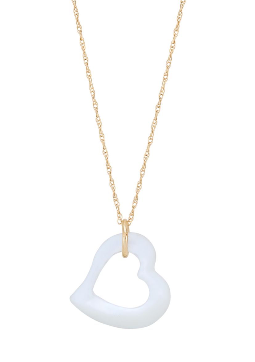 15 Millimeter Mother of Pearl Pendant with 18" Rope Chain in 10K Yellow Gold
