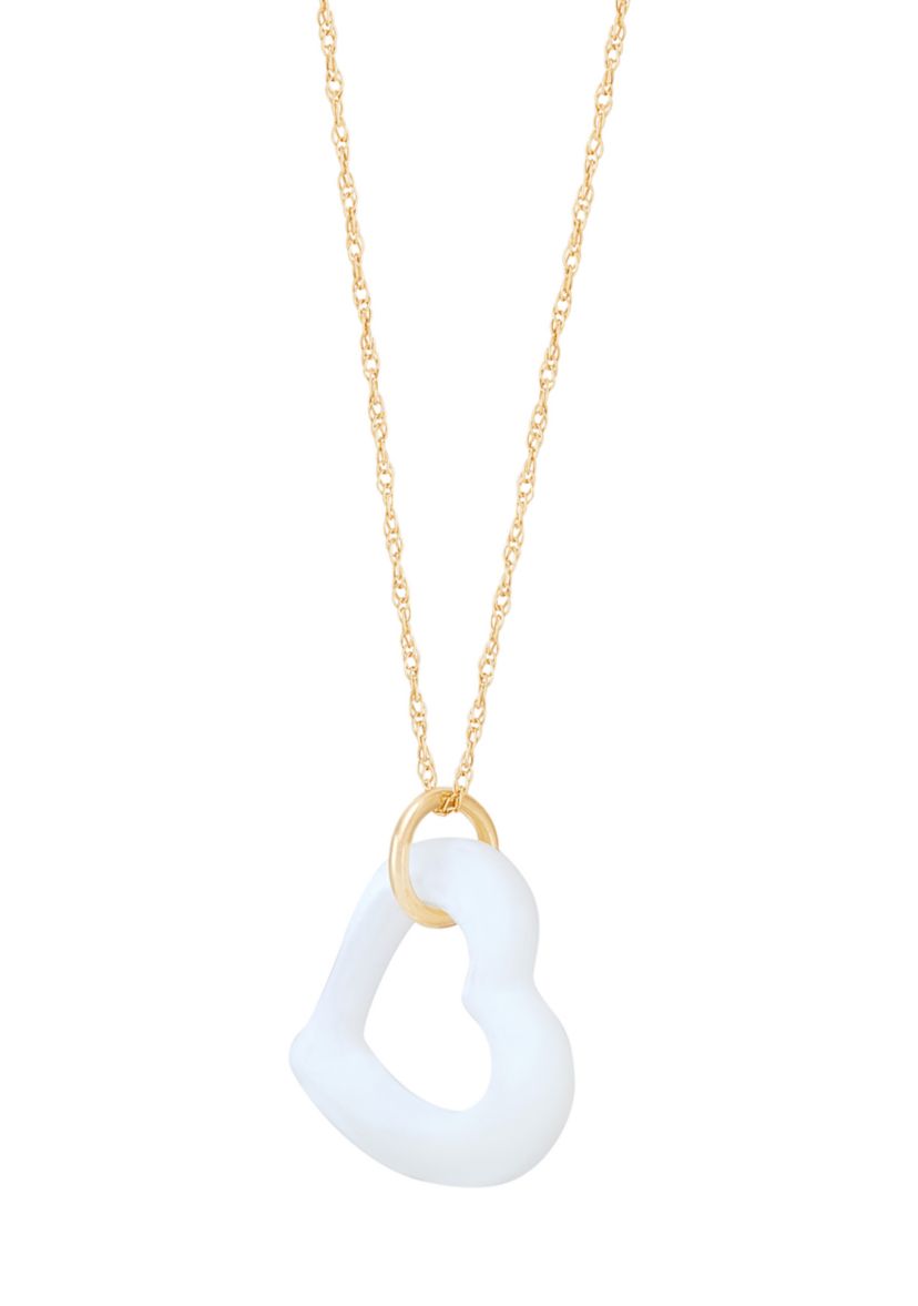 15 Millimeter Mother of Pearl Pendant with 18" Rope Chain in 10K Yellow Gold