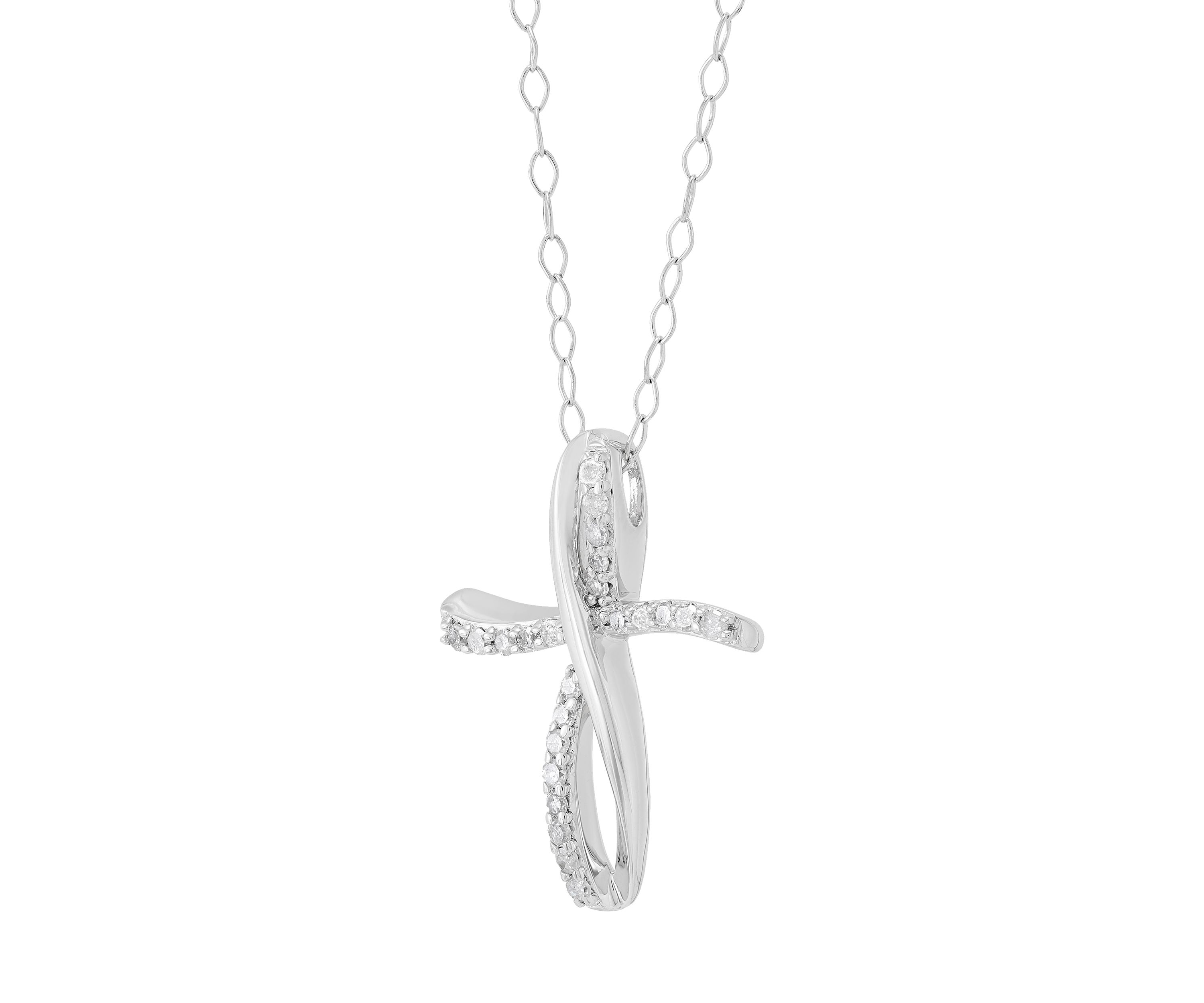1/4 ct. t.w. Diamond Cross Pendant Necklace with 18" Cable Chain in Sterling Silver