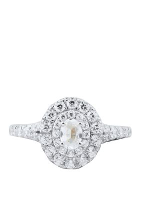 Belk & Co My Forever 1 Ct. T.w Oval & Round Diamond Engagement In 14K White Gold, 7 -  0032964128483