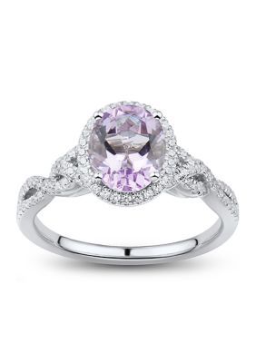 Belk & Co 1/3 Ct. T.w. Diamond And Pink Amethyst Ring In 14K White Gold