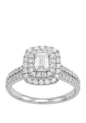 Belk & Co My Forever 1 Ct. T.w Emerald Cut & Round Diamond Engagement In 14K White Gold