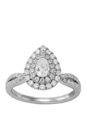 Belk & Co My Forever 1 Ct. T.w Pear & Round Diamond Engagement In 14K White Gold, 7 -  0032964128568