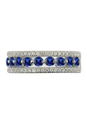 Belk & Co 1/4 Ct. T.w Diamond And Sapphire Anniversary Ring In 14K White Gold