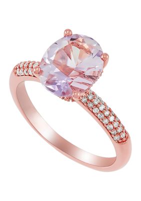 Belk & Co 1/4 Ct. T.w. Diamonds And 2.4 Ct. T.w. Pink Amethyst Ring In 14K Rose Gold