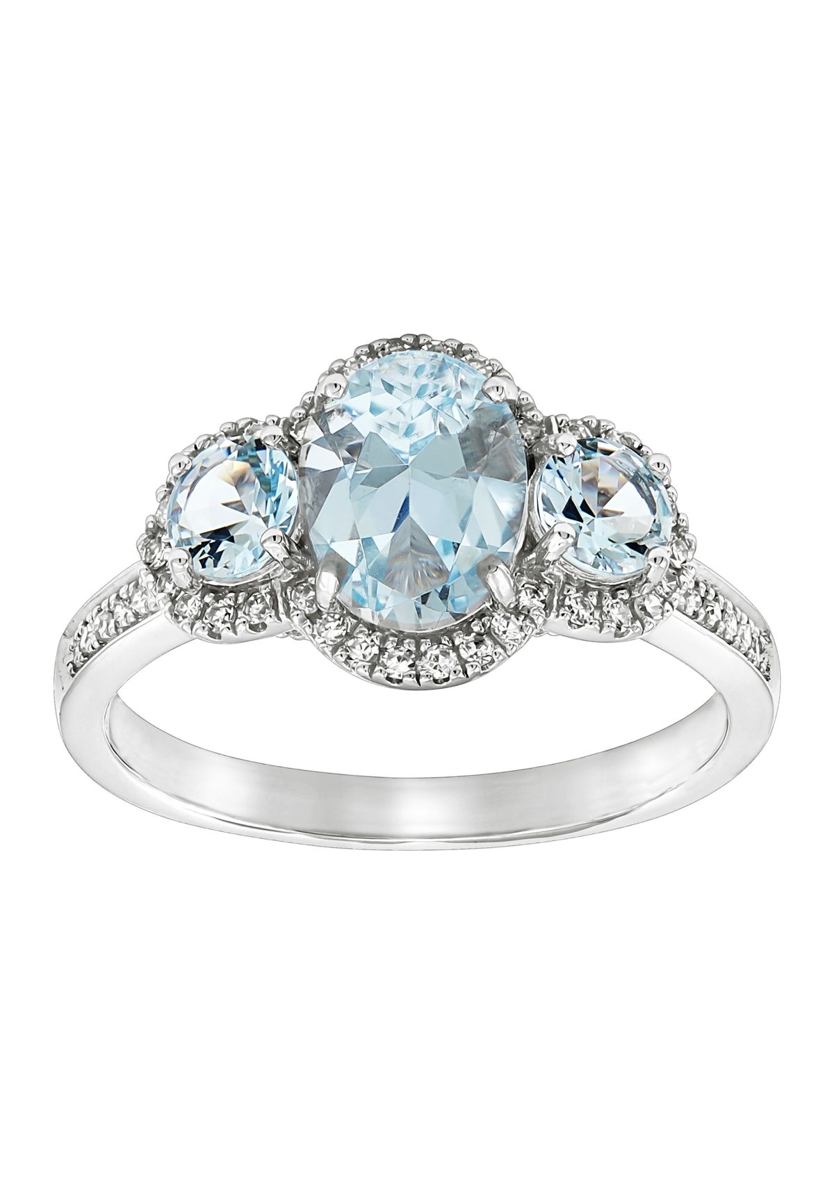 Belk & Co. 1/5 ct. t.w. Diamond and Aquamarine Ring in 14K White Gold ...