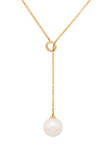13 mm Pearl and 1/10 ct. t.w. Diamond Y Necklace in 14k Yellow Gold