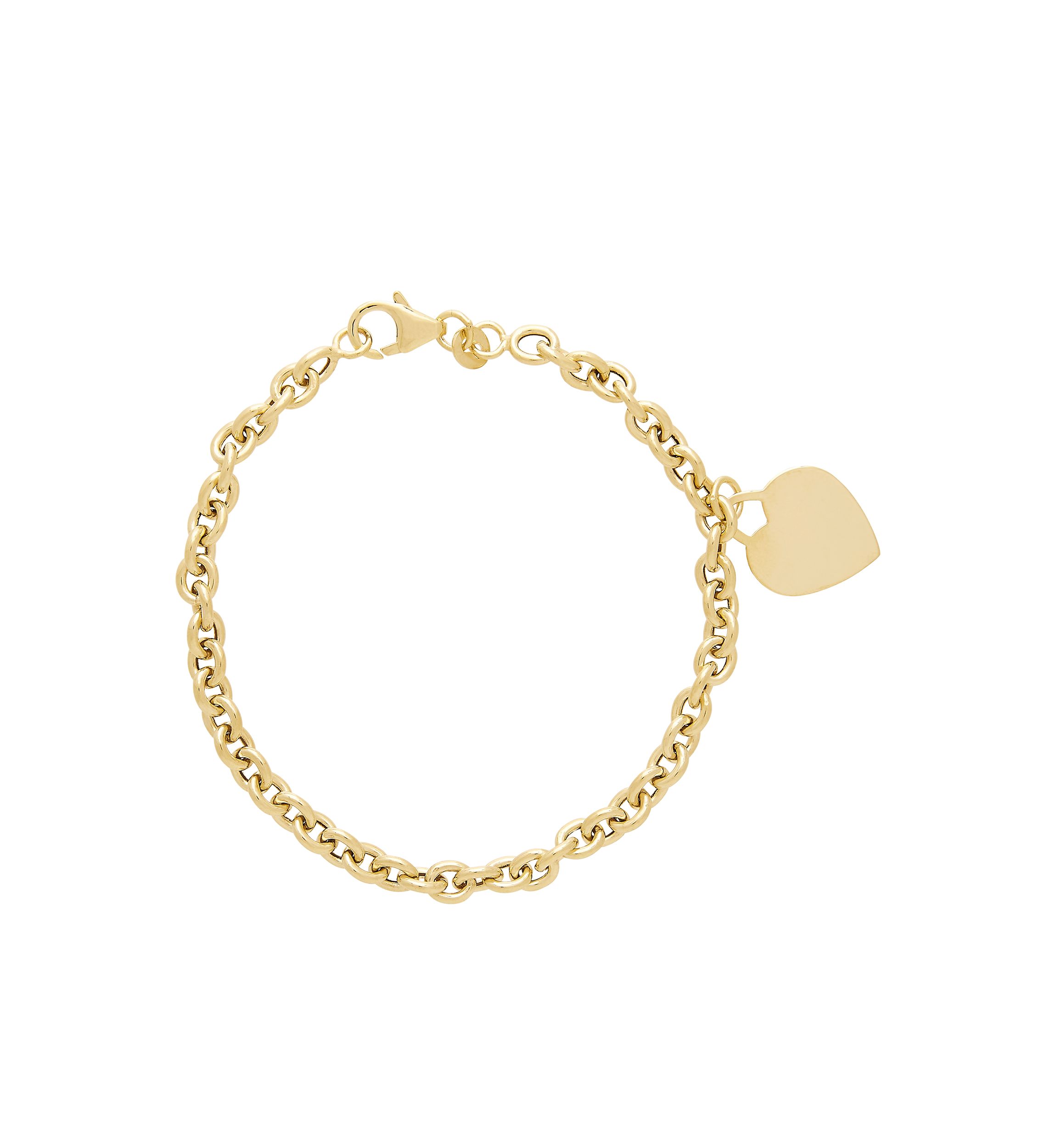 Dangle Heart Charm Bracelet in 10k Yellow Gold 