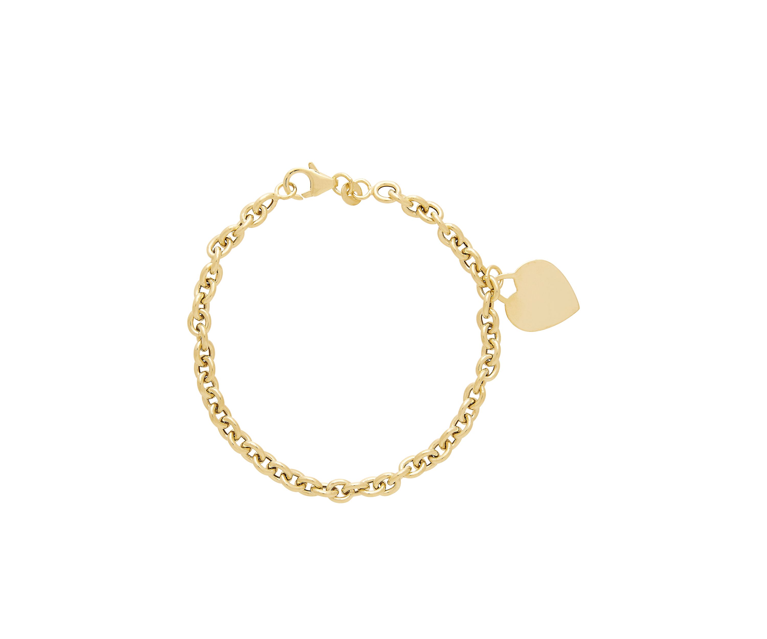Dangle Heart Charm Bracelet in 10k Yellow Gold 