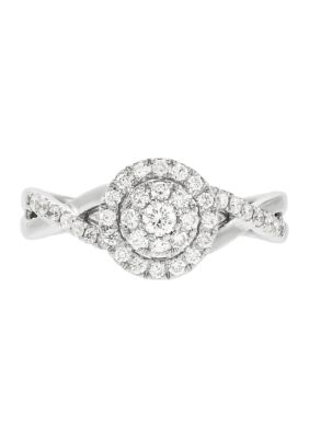 Belk & Co 1/2 Ct. T.w. Lab Created Diamond Cluster Engagement Ring In 10K White Gold