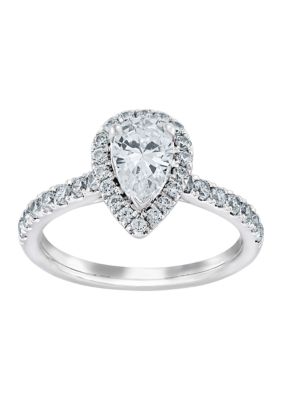 Belk & Co Grown With Love 1.25 Ct. T.w. Lab Created Pear Diamond Halo Ring In 14K White Gold, 7 -  0098087941101