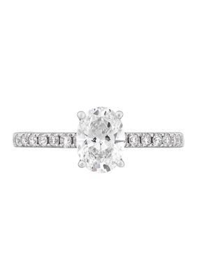 Belk & Co Grown With Love 1.3 Ct. T.w. Lab Created Oval And Round Diamond Ring In 14K White Gold, 7 -  0098087978183
