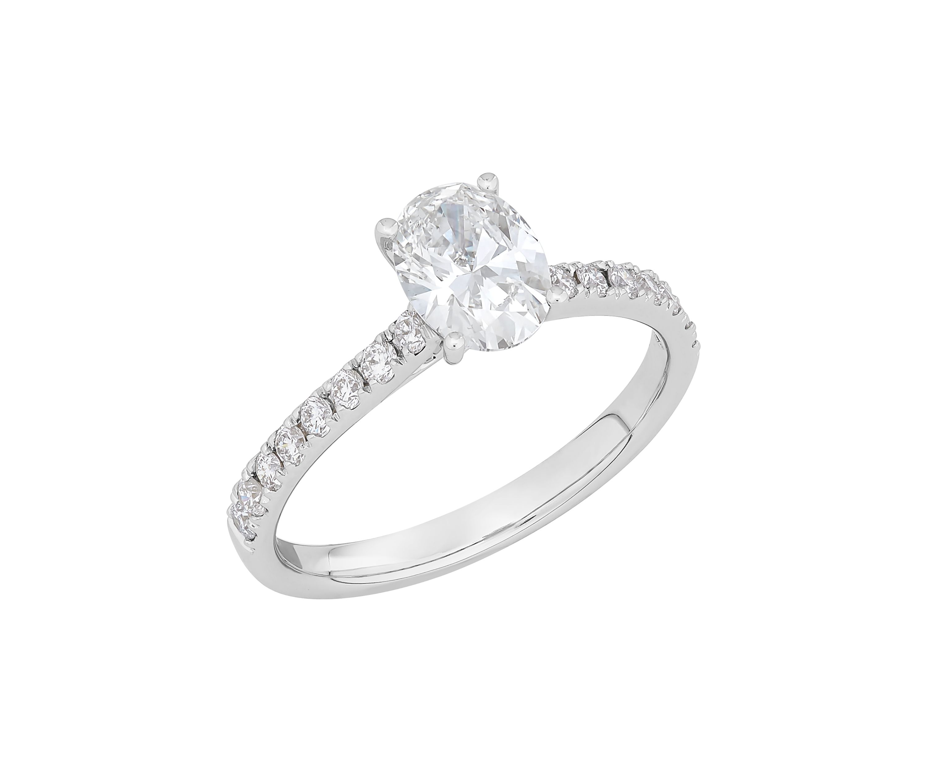 Grown With Love 1.3 ct. t.w. Lab Created Oval and Round Diamond Ring in 14k White Gold