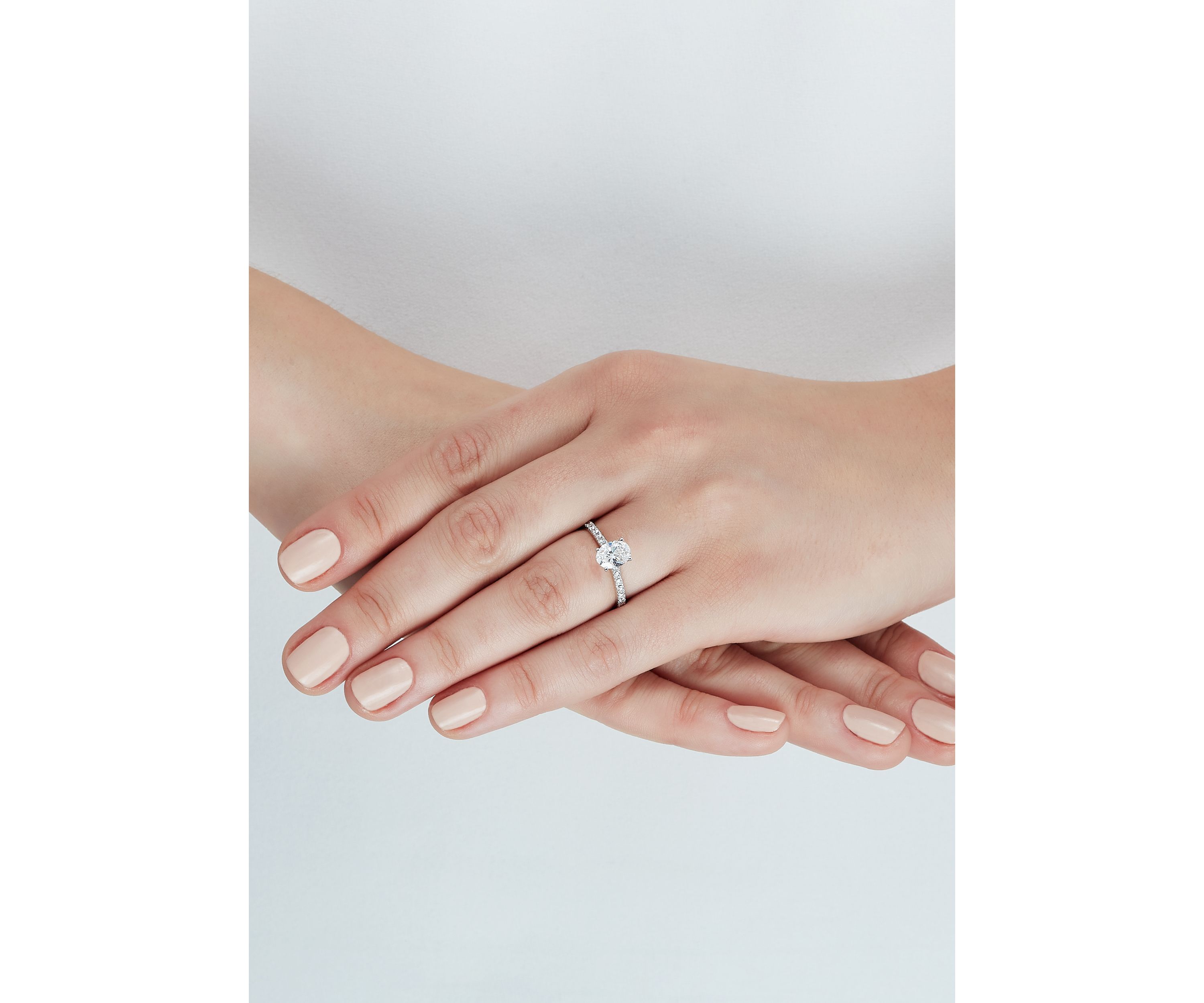 Grown With Love 1.3 ct. t.w. Lab Created Oval and Round Diamond Ring in 14k White Gold