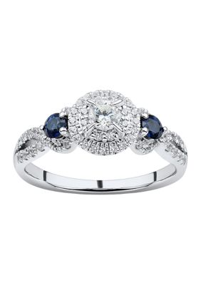 Belk & Co 1/2 Ct. T.w. Diamond And 1/5 Ct. T.w. Sapphire Ring In 14K White Gold