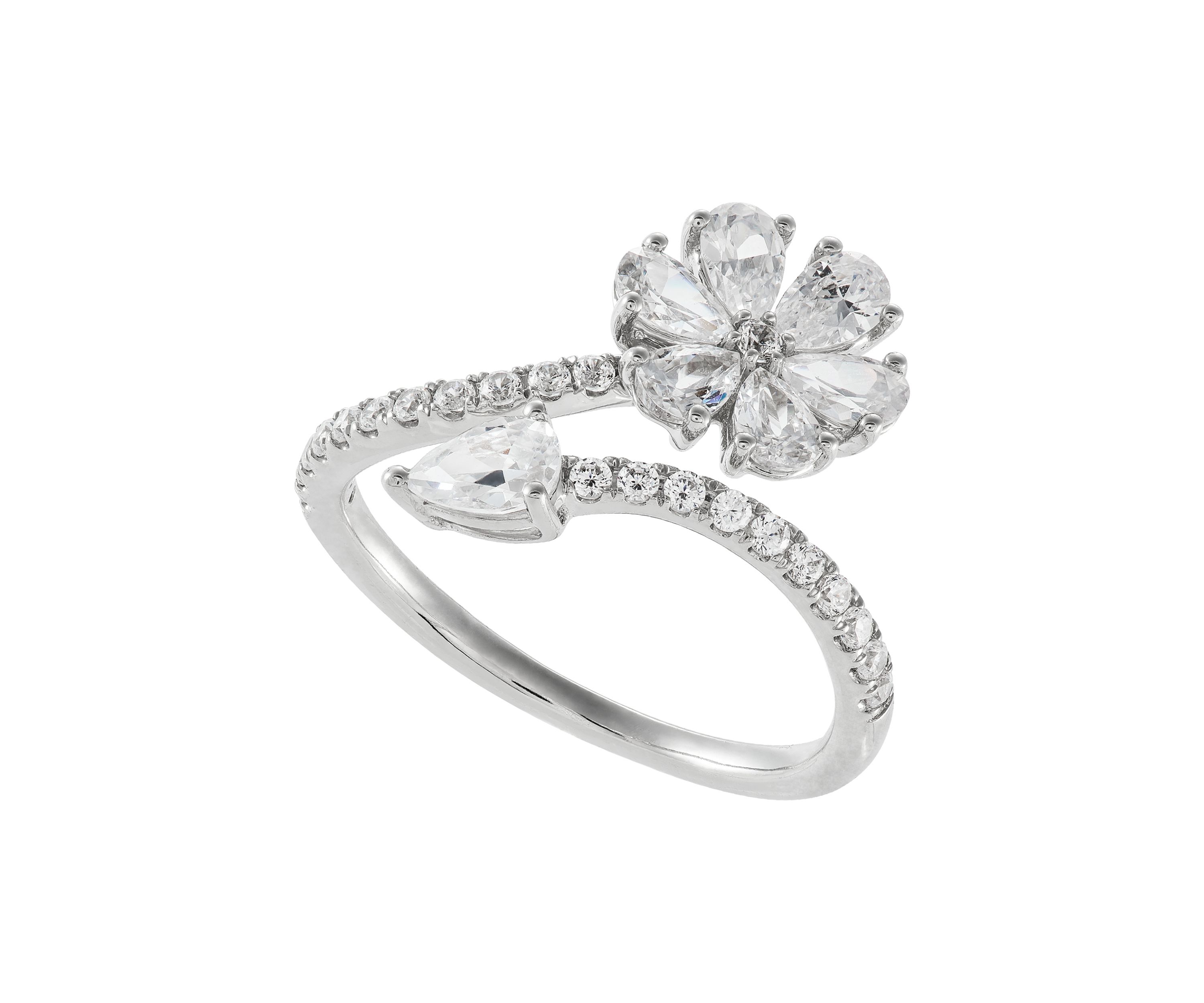 1.34 ct. t.w. Lab Grown Diamond Flower Ring in 10K White Gold