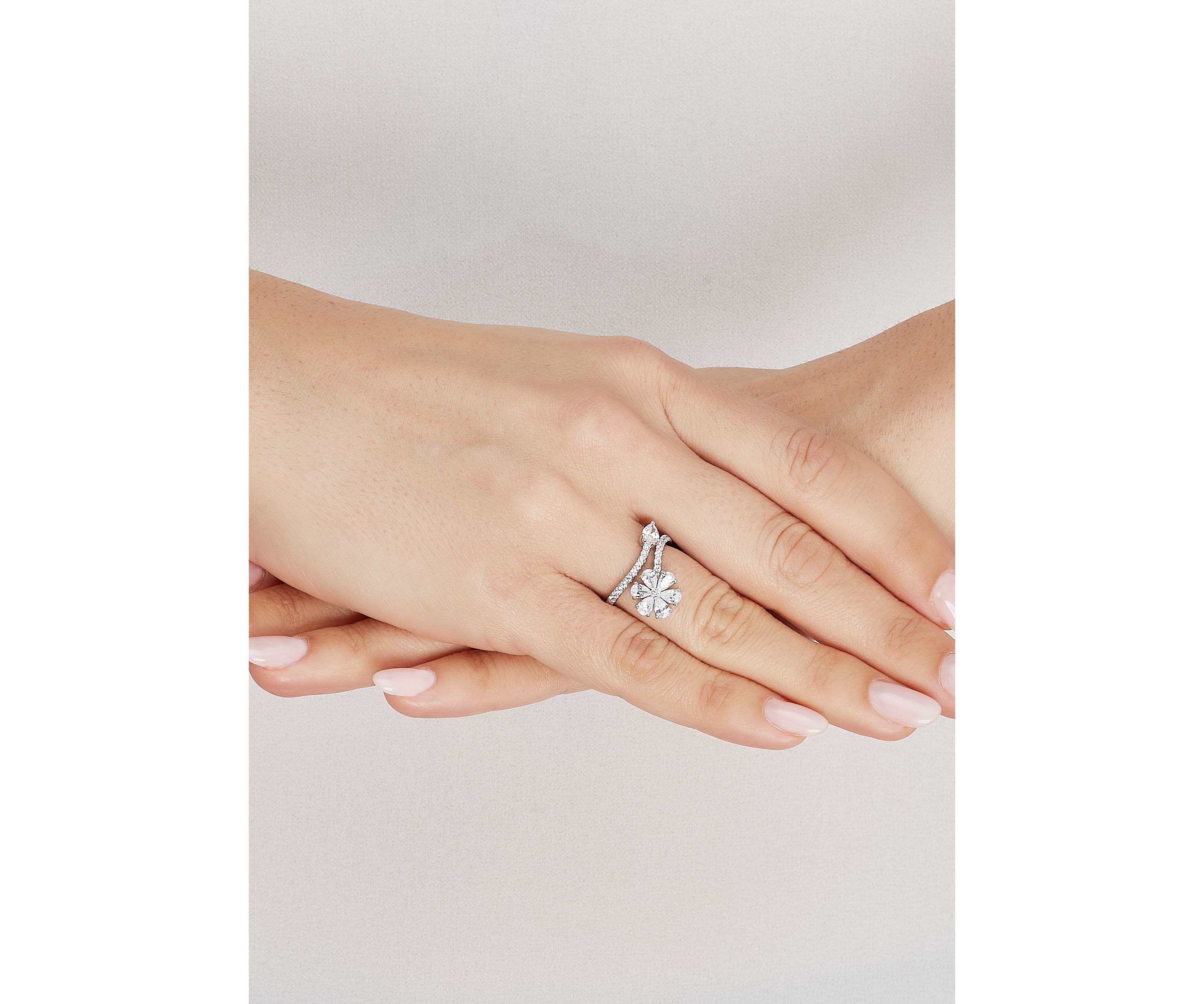 1.34 ct. t.w. Lab Grown Diamond Flower Ring in 10K White Gold
