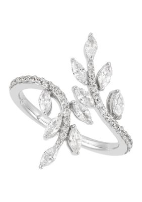 Belk & Co 1.25 ct. t.w. Leaf Bypass Lab Diamond Ring in 10K White Gold, 7
