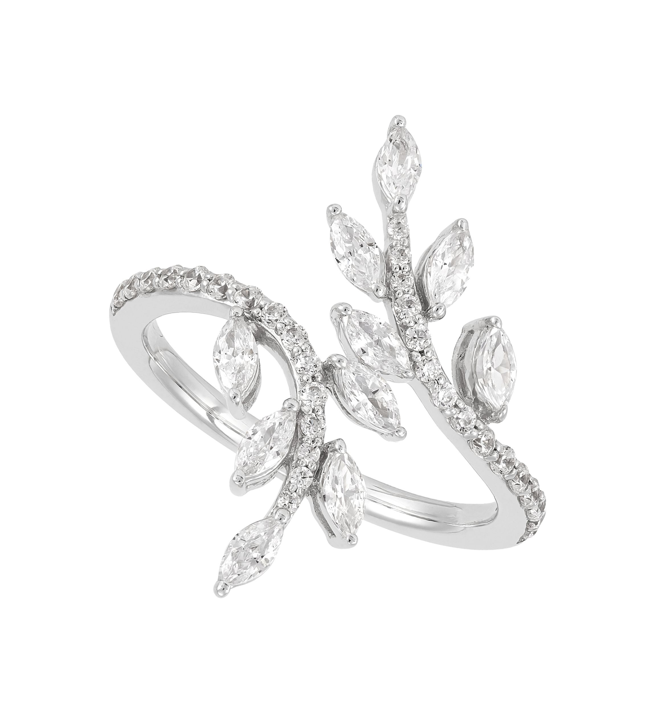 1.25 ct. t.w. Leaf Bypass Lab Diamond Ring in 10K White Gold