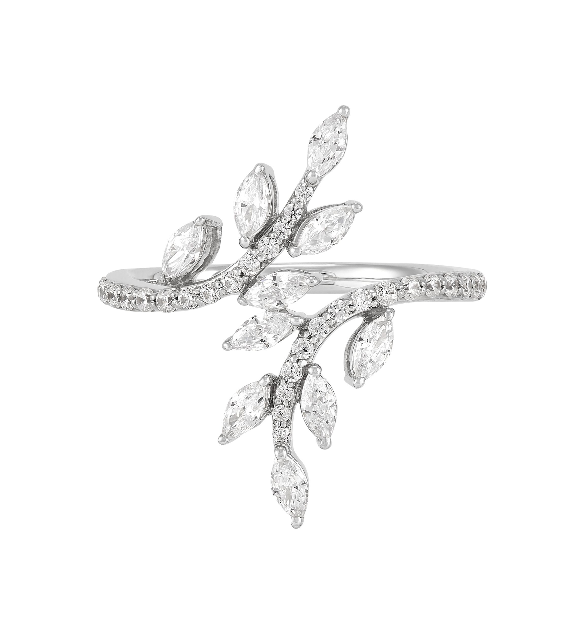 1.25 ct. t.w. Leaf Bypass Lab Diamond Ring in 10K White Gold