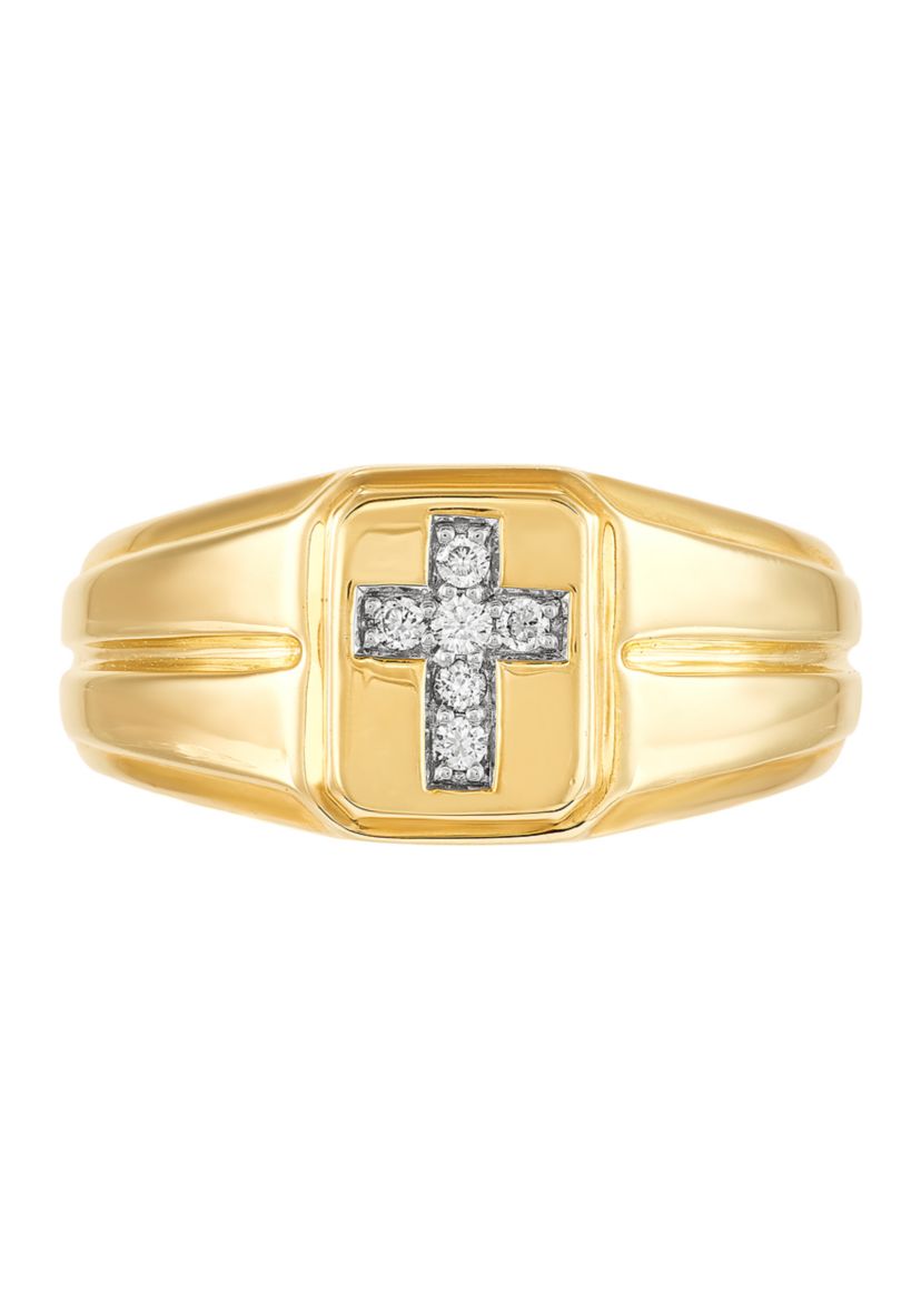 Mens 1/10 ct. t.w. Lab Created Diamond  Ring in 10K Yellow Gold