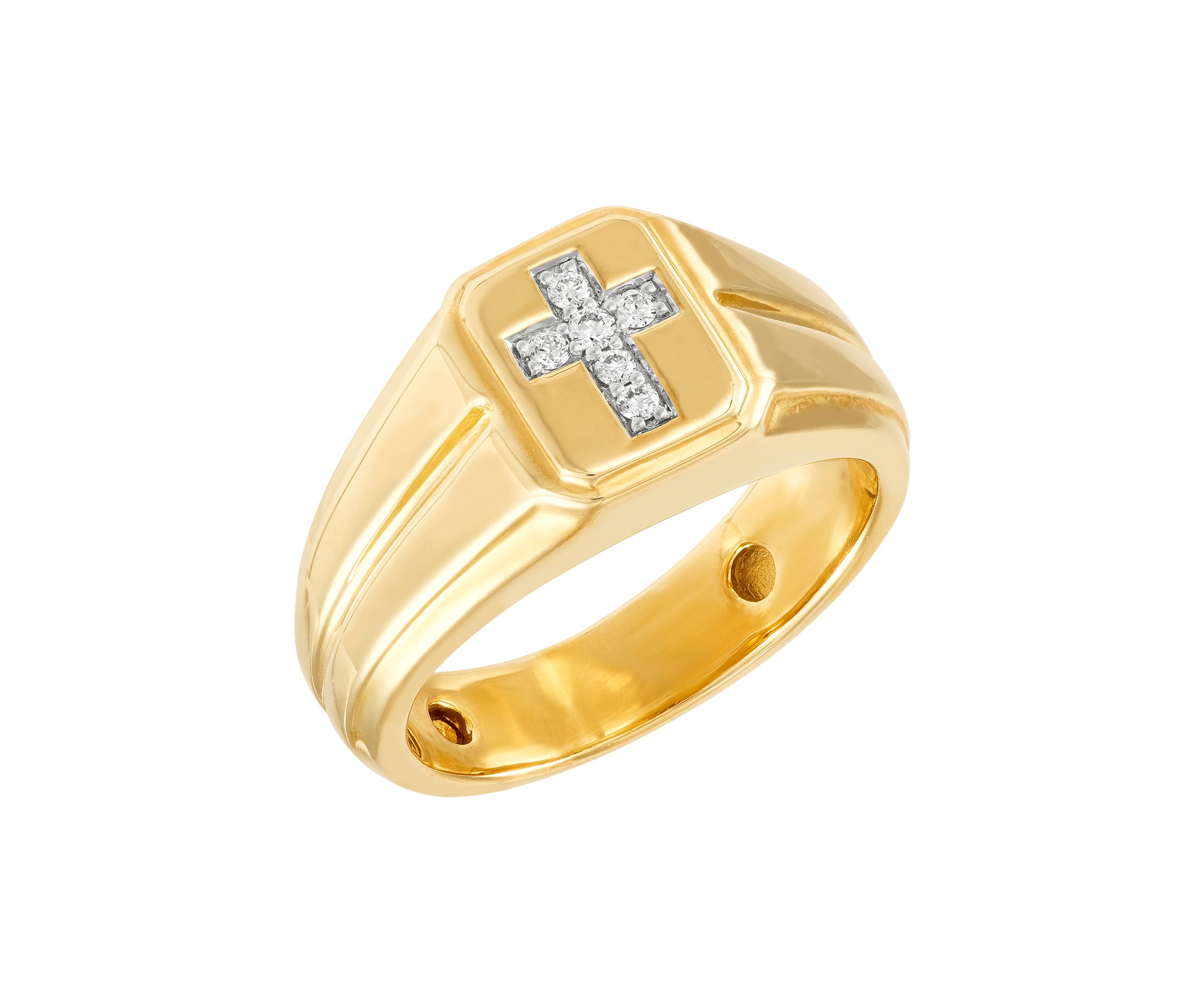 Mens 1/10 ct. t.w. Lab Created Diamond  Ring in 10K Yellow Gold
