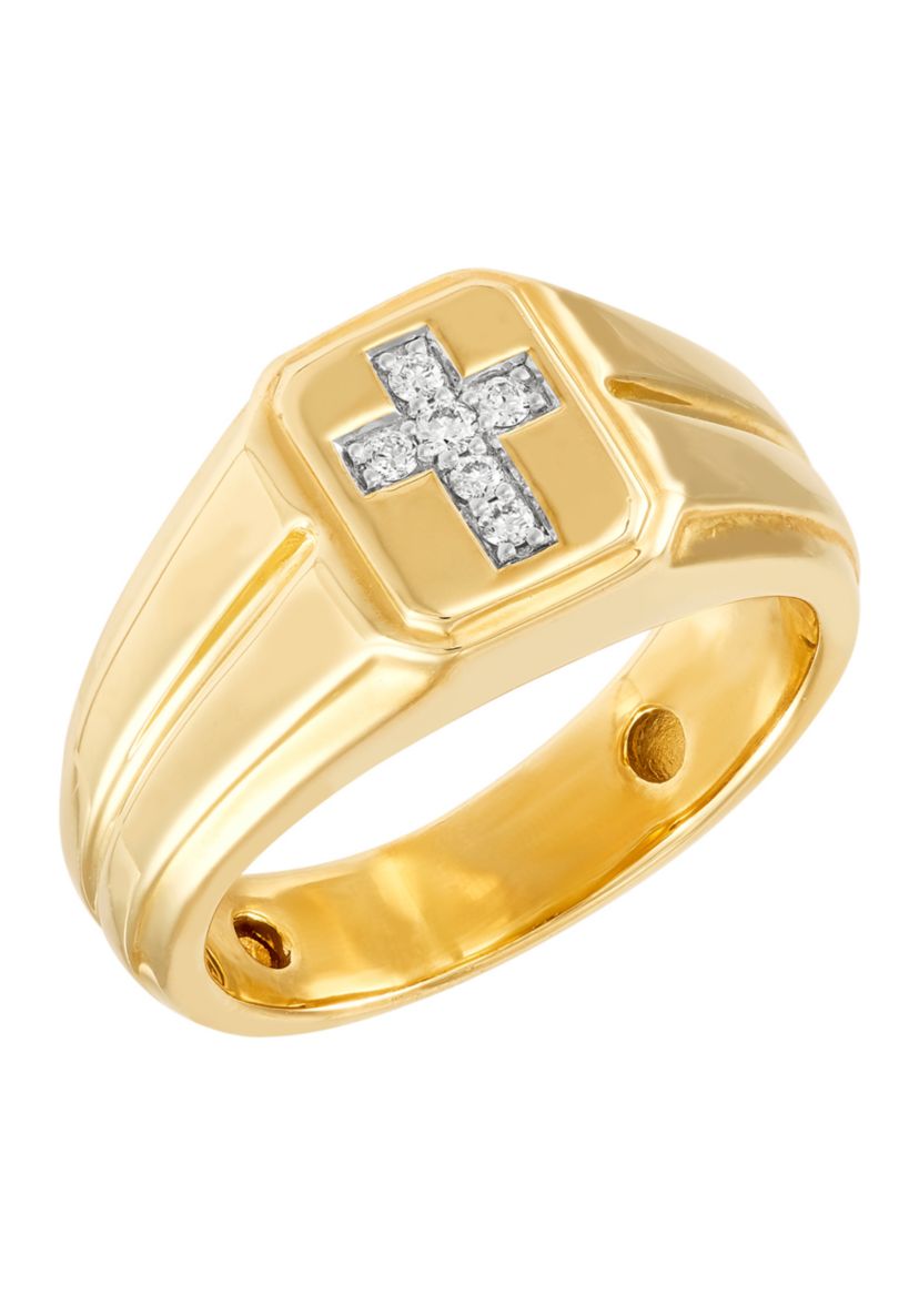 Mens 1/10 ct. t.w. Lab Created Diamond  Ring in 10K Yellow Gold