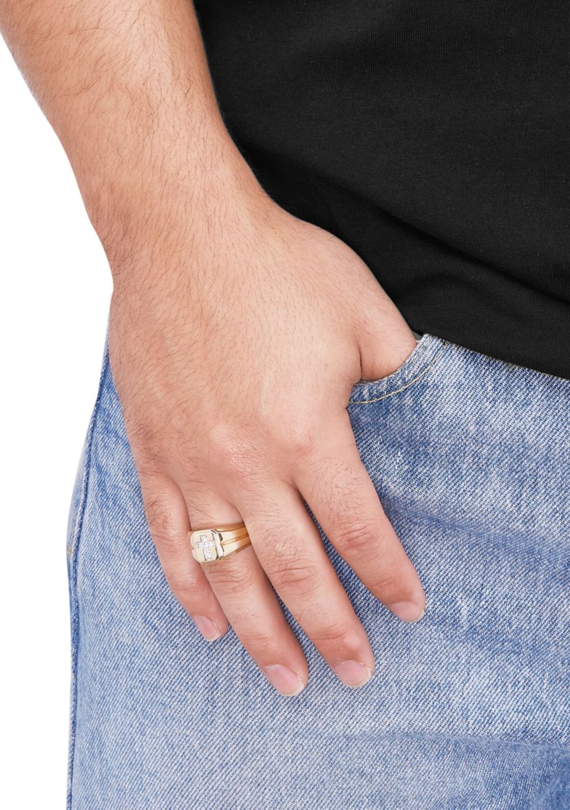 Mens 1/10 ct. t.w. Lab Created Diamond  Ring in 10K Yellow Gold