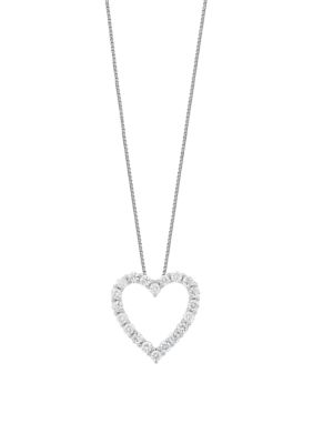 Belk & Co 1/2 ct. t.w. Lab Grown Diamond Heart Pendant Necklace with 18" Box Chain in 10K White Gold, 18 in