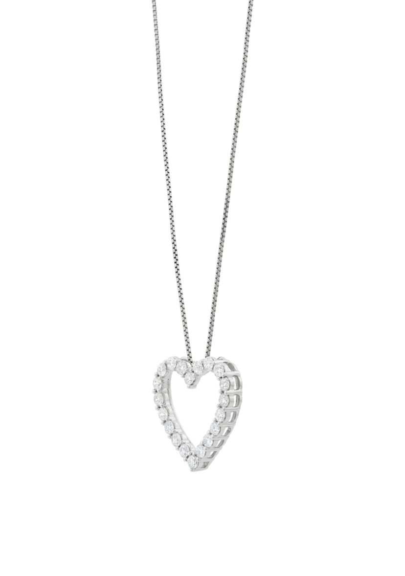 1/2 ct. t.w. Lab Grown Diamond Heart Pendant Necklace with 18" Box Chain in 10K White Gold