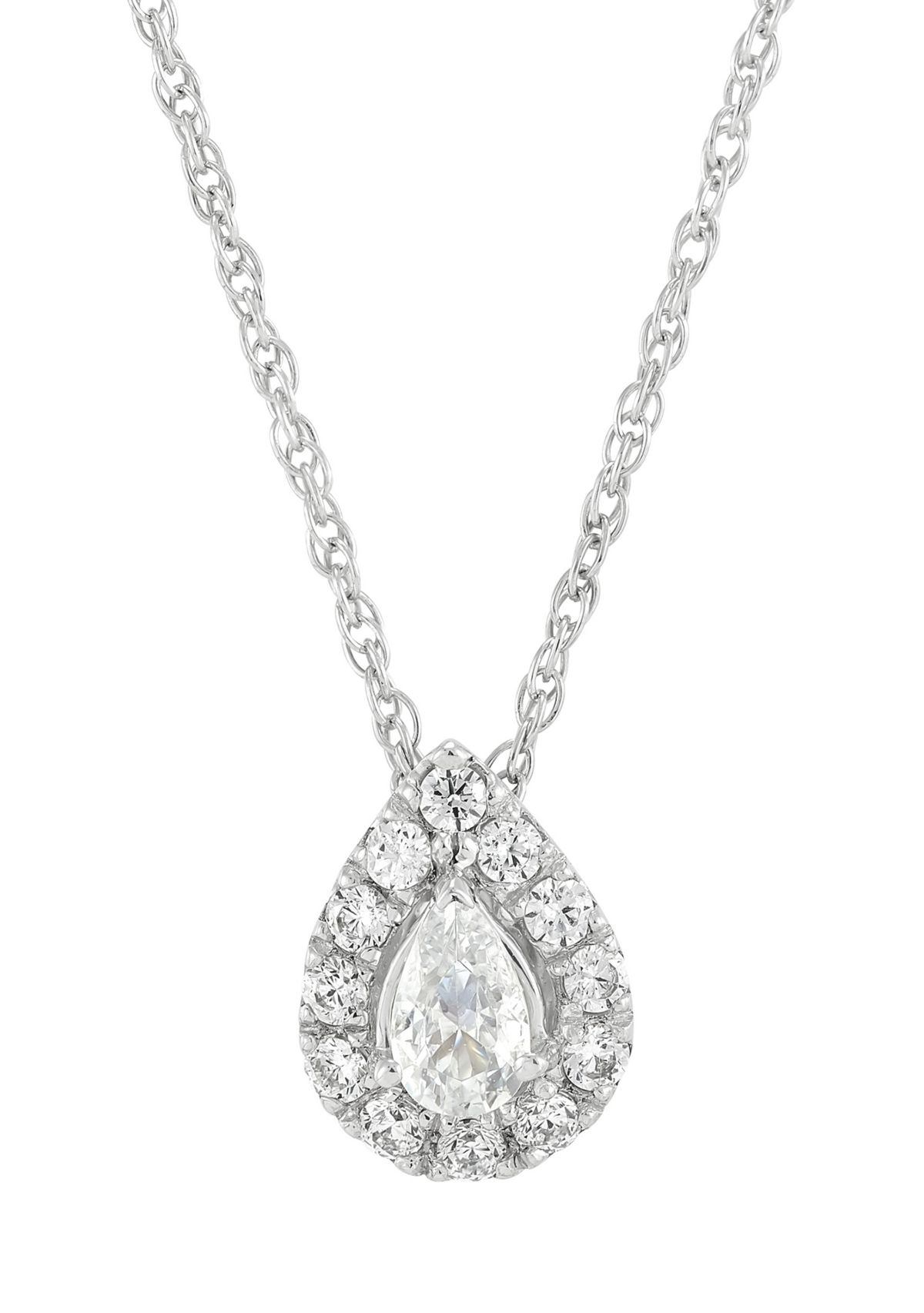1/2 ct. t.w. Lab Grown Diamond 18 Pear Shaped Pendant Necklace in Sterling Silver