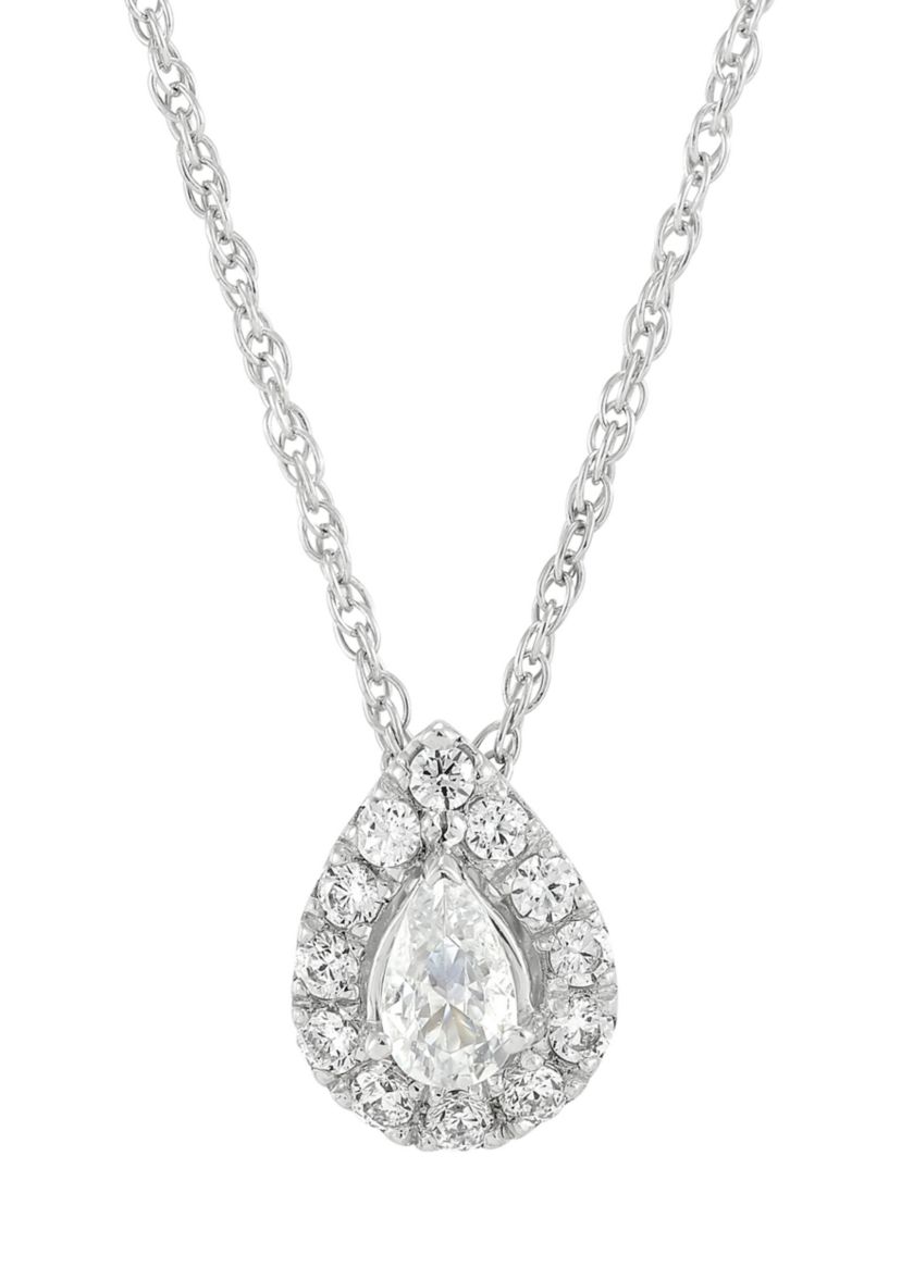 1/2 ct. t.w. Lab Grown Diamond 18 Pear Shaped Pendant Necklace in Sterling Silver