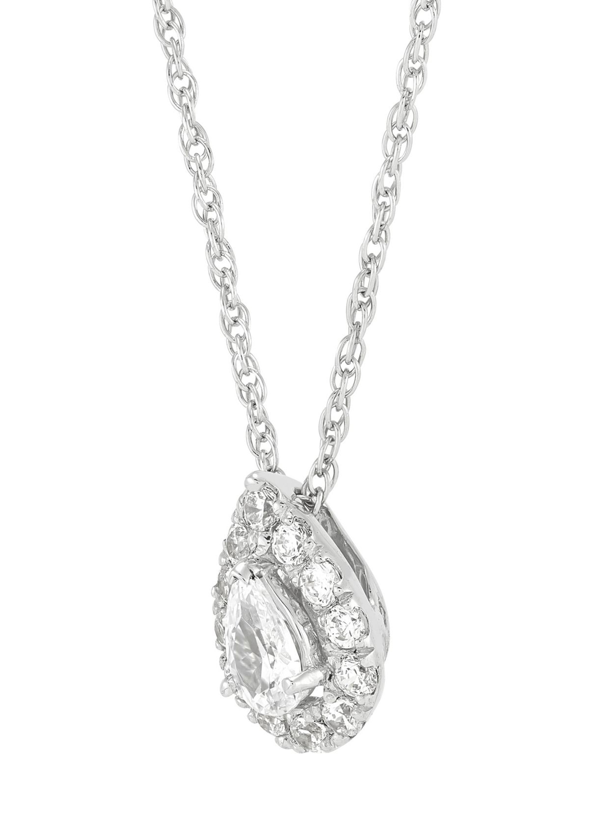 1/2 ct. t.w. Lab Grown Diamond 18 Pear Shaped Pendant Necklace in Sterling Silver