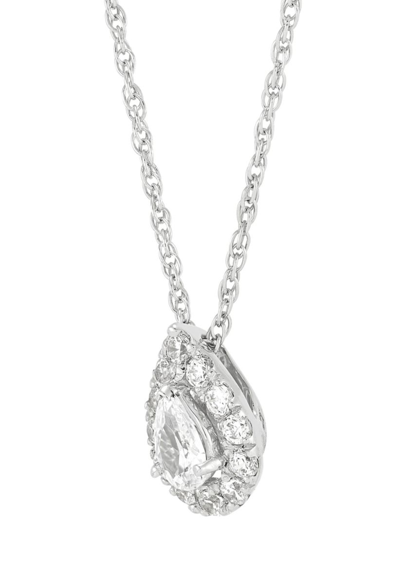 1/2 ct. t.w. Lab Grown Diamond 18 Pear Shaped Pendant Necklace in Sterling Silver